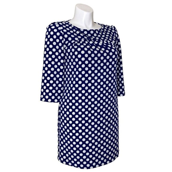 Zara Woman Shift Dress, Navy and White Polka Dot 3/4 Sleeve, Women's Size Large - Picture 3 of 9